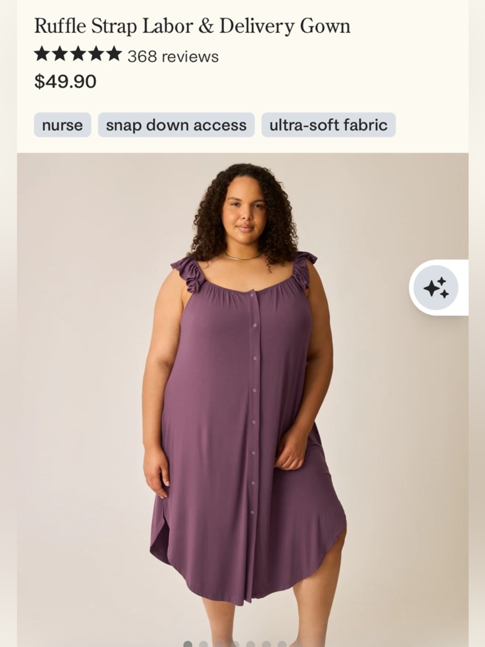 Kindred Bravely Ruffle-Shoulder Labor & Delivery Gown - Plum